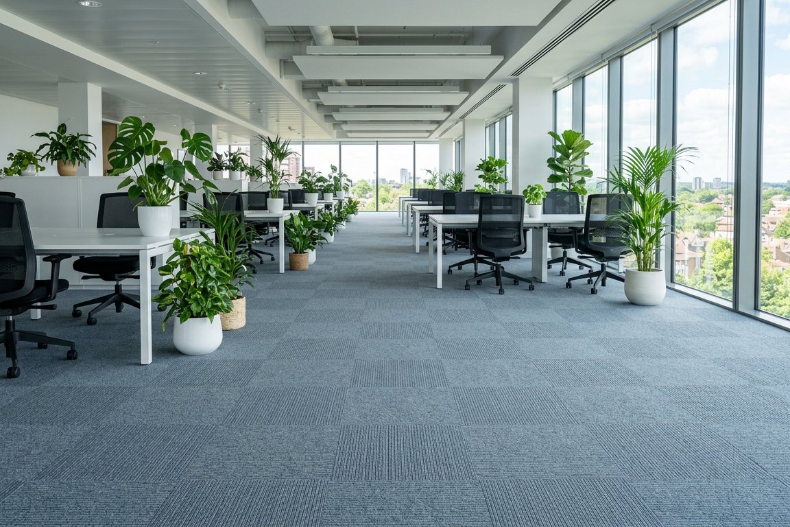 Commercial office carpet after cleaning