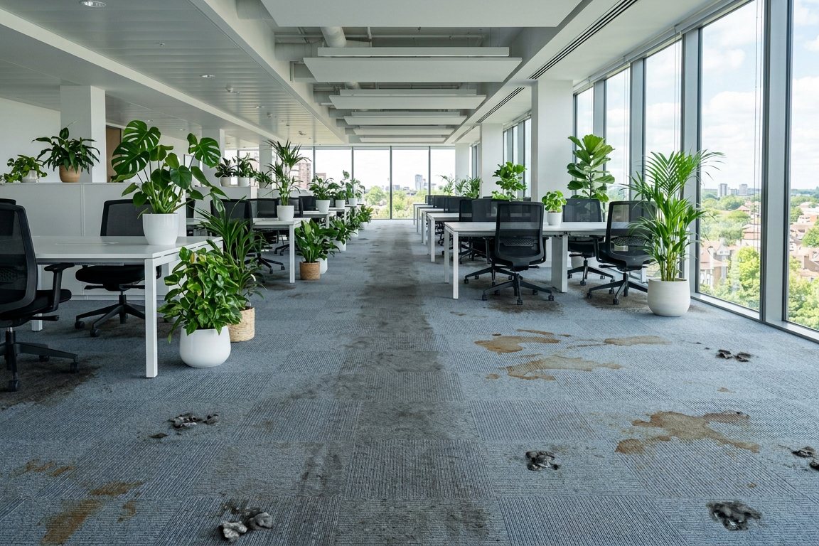 Commercial office carpet before cleaning